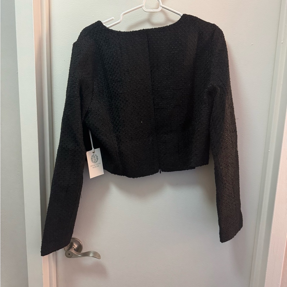 NWT Hyacinth House Dinah Black Tweed Cropped Top - Picture 6 of 7